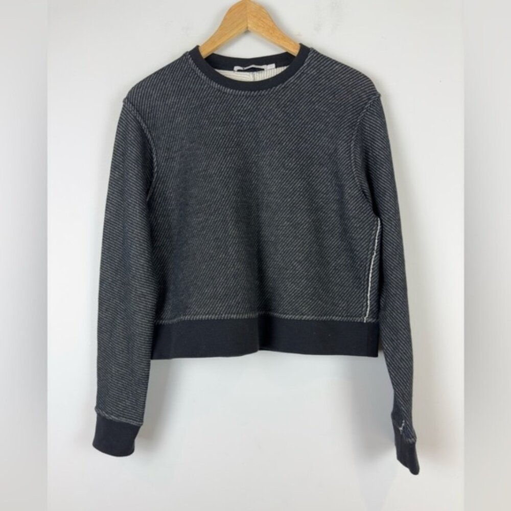 T by Alexander Wang French Terry Crewneck Black Sweatshirt Size Extra Small